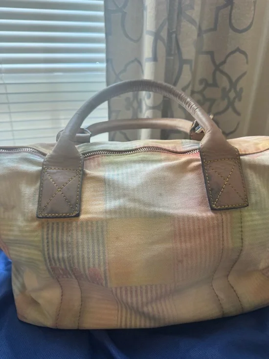 Y2K Dooney and Bourke PatchworkPastel Plaid Women's Handbag with Leather Handles - Picture 15 of 16